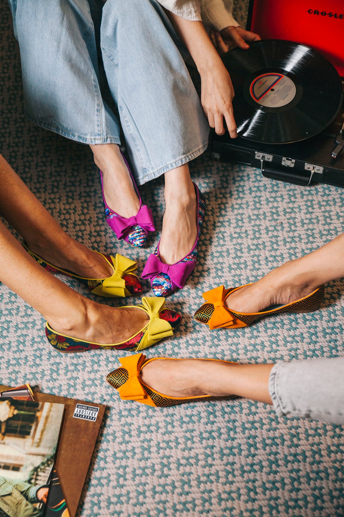 Turquoise Orange Ballerina (includes wool and leather insole)