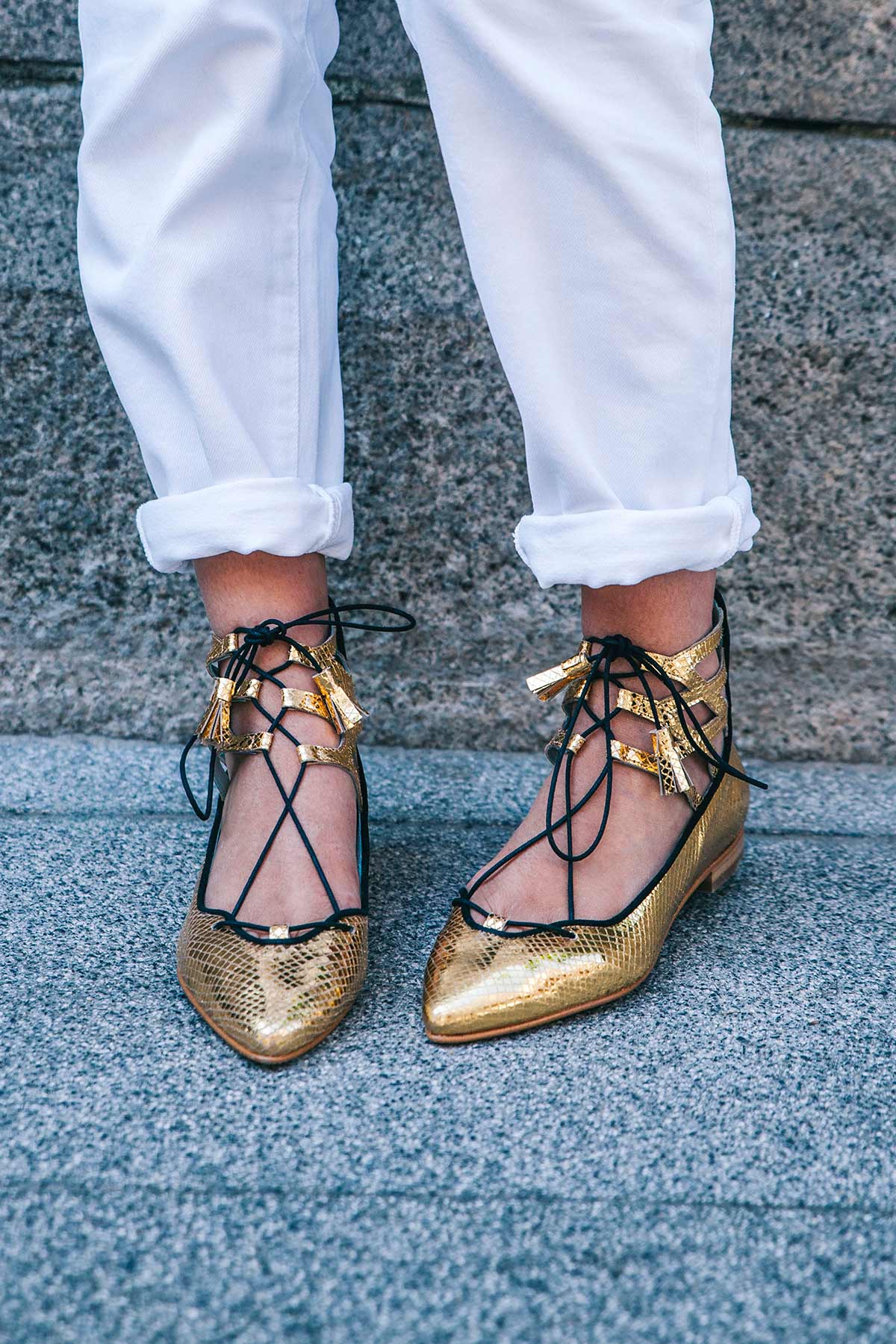 Ballerine Dublín Gold (include soletta in lana e pelle)