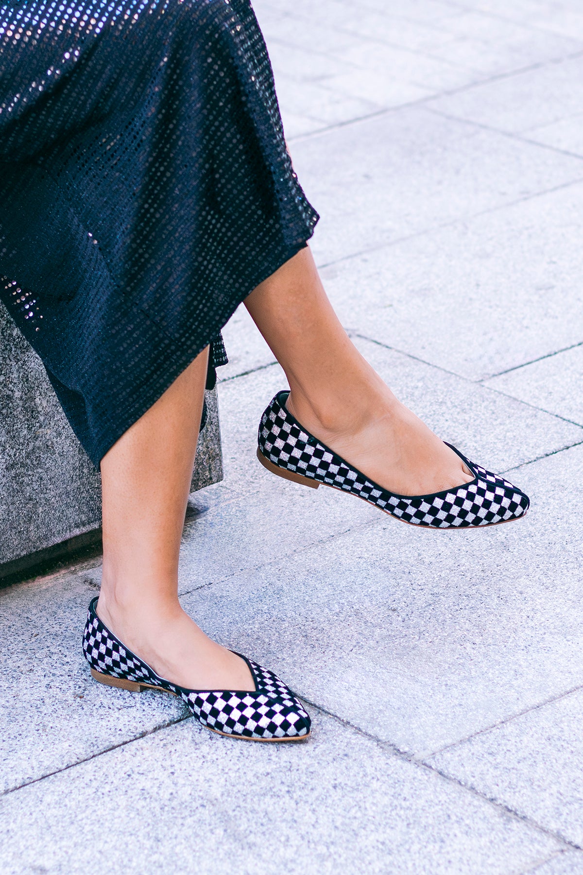 Ballerine à quartz noire (comprend une semelle intérieure en laine et en cuir)