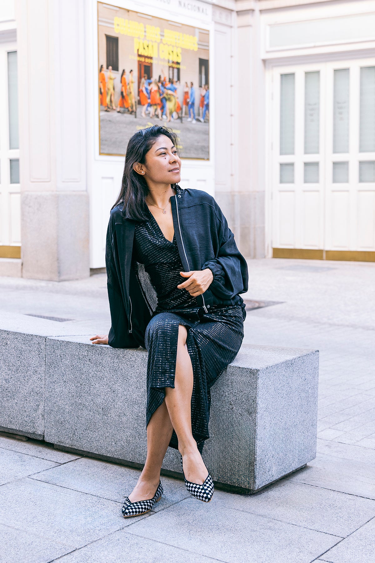 Ballerine à quartz noire (comprend une semelle intérieure en laine et en cuir)