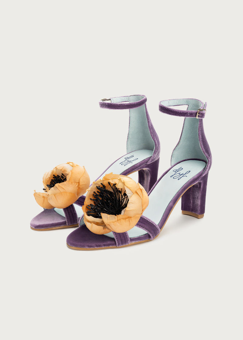 Tacón Heritage Malva · Flor Caramelo