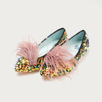 Bailarinas IV de defloresyfloreros en diferentes colores con terciopelo de seda y plumas naturales