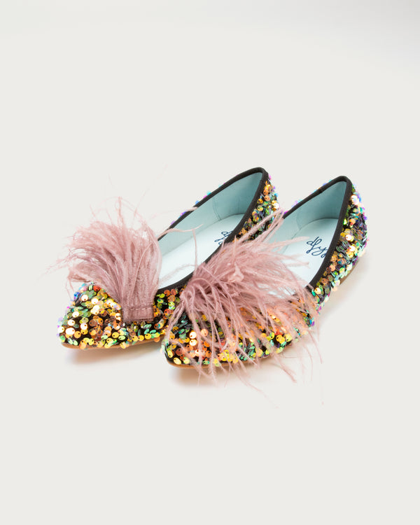Bailarinas IV de defloresyfloreros en diferentes colores con terciopelo de seda y plumas naturales