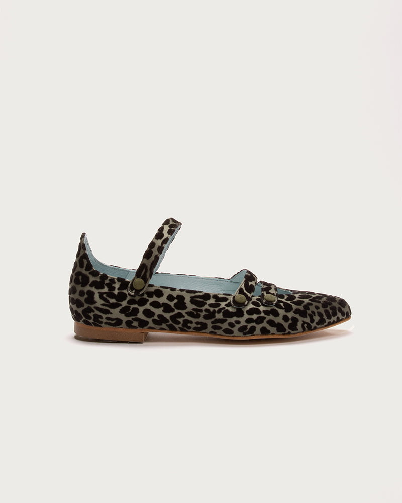 Bailarina VIII Caza de defloresyfloreros en raso con flocado de terciopelo y estampado animal print