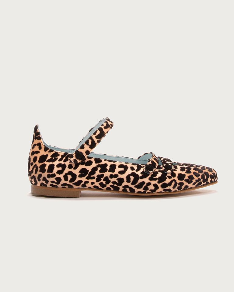 Bailarina VIII Melocotón de defloresyfloreros en raso con flocado de terciopelo y estampado animal print
