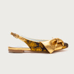 Bailarina XI Gold de defloresyfloreros en piel de lana bordada con maxi lazo de piel