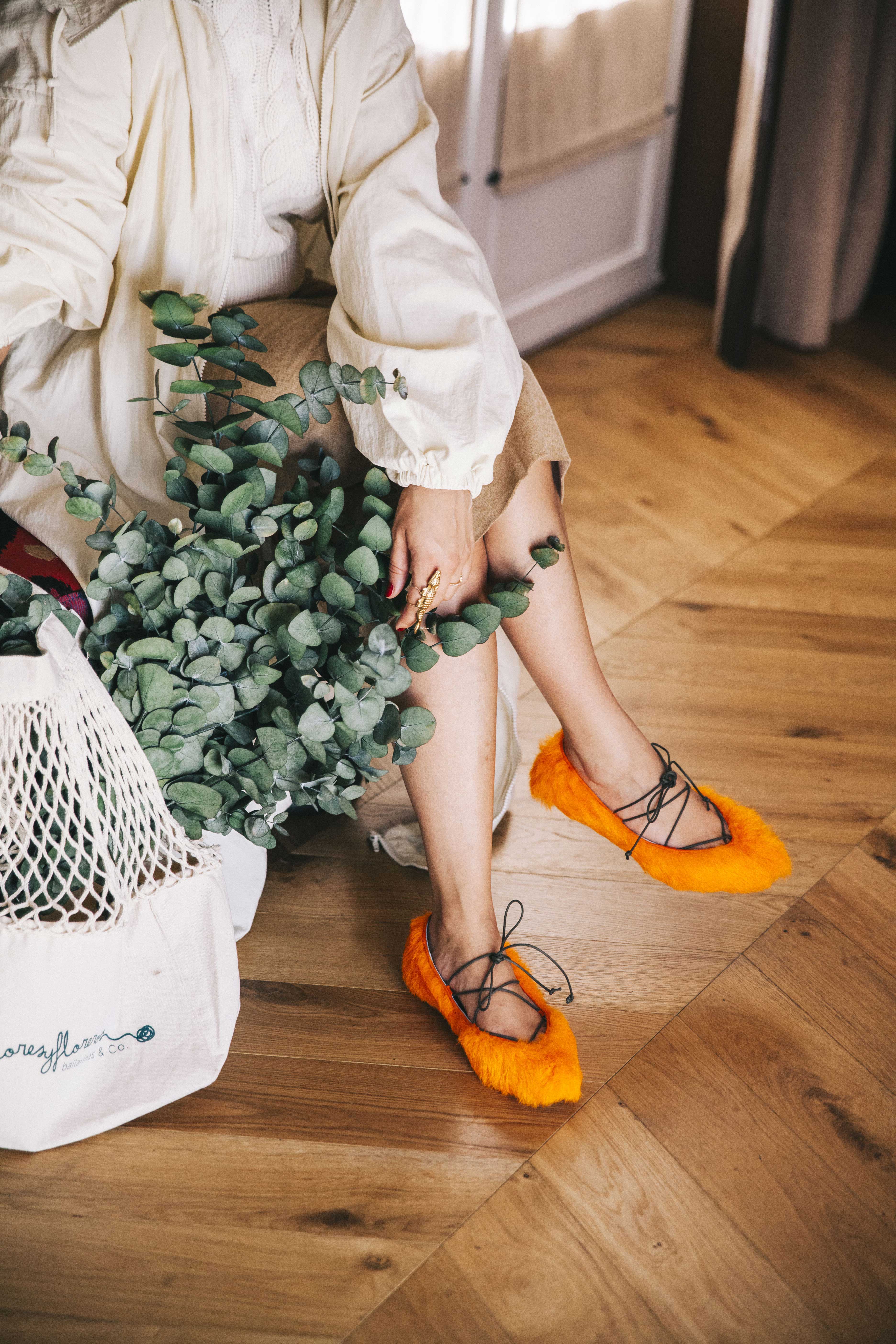 Ballerine Formigal Orange (comprend une semelle intérieure en laine et en cuir)