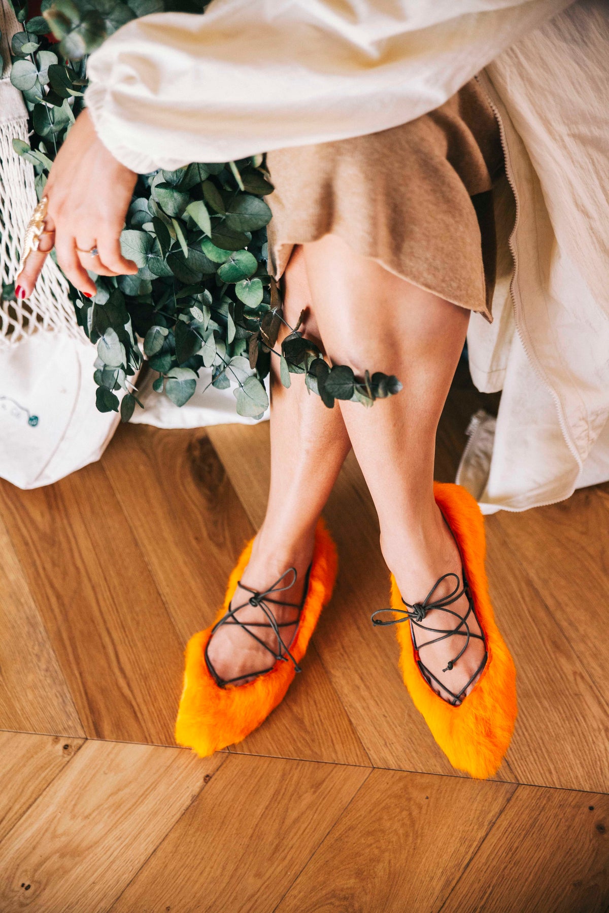 Ballerine Formigal Orange (comprend une semelle intérieure en laine et en cuir)