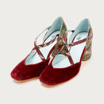 Tacones XXI de defloresyfloreros en diferentes colores con terciopelo, python y tacón ancho