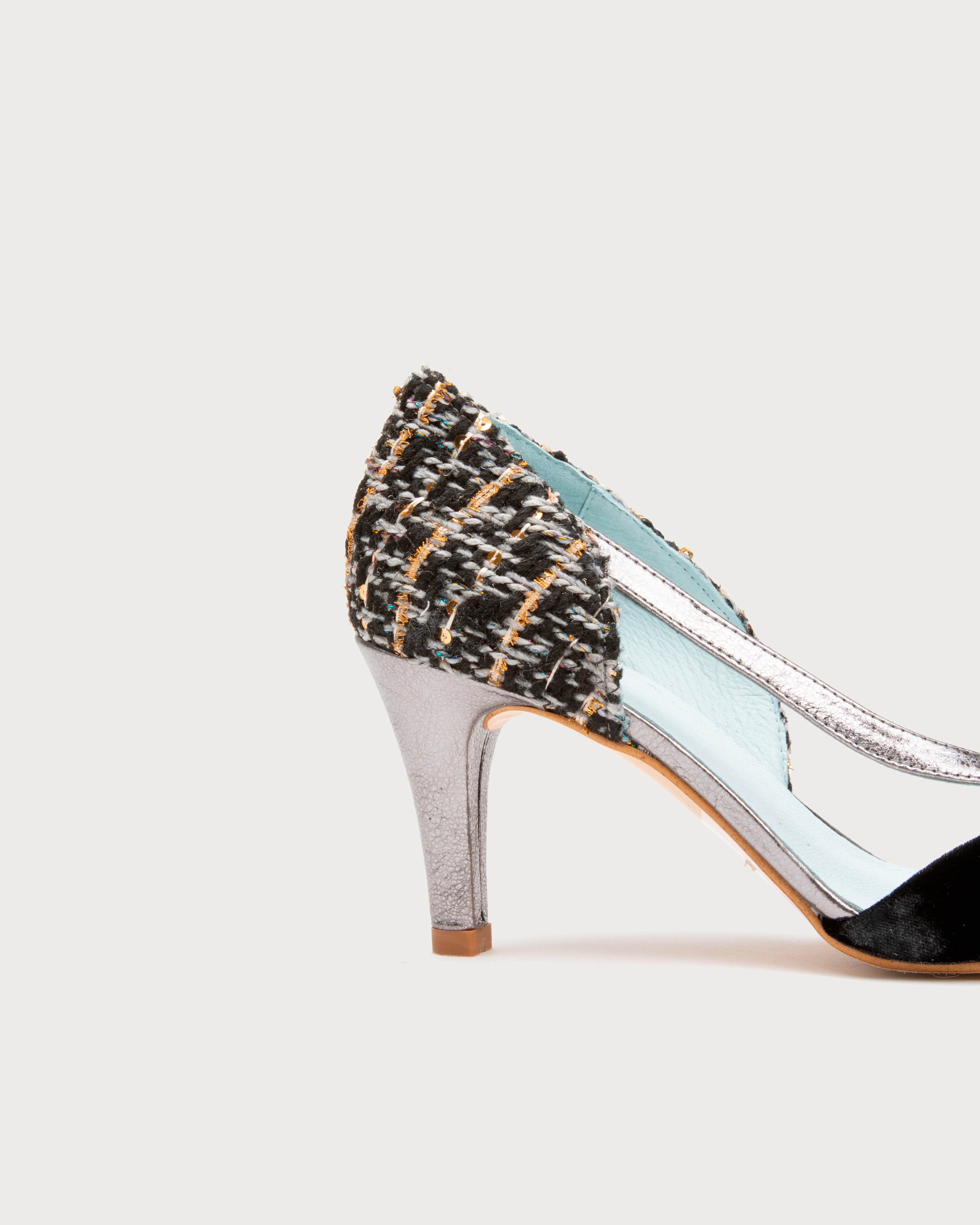 Tacones XX de defloresyfloreros en diferentes colores con mezcla de lana, piel y terciopelo de seda